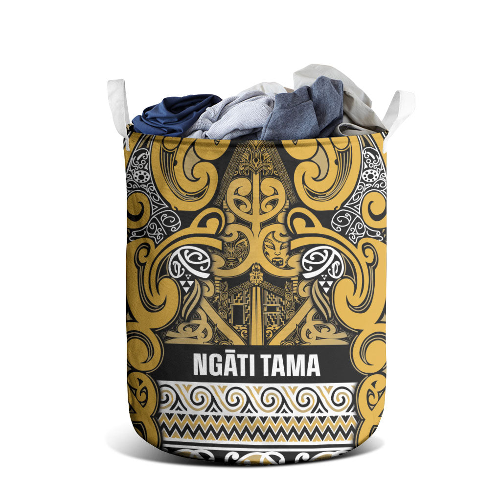 Aotearoa Iwi Ngāti Tama ki Te Waipounamu Trust Laundry Basket Maori Wharenui House Tribal Pattern