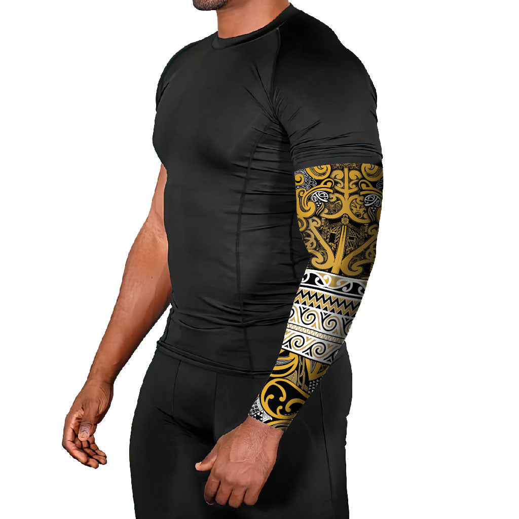 Aotearoa Iwi Ngāti Tama ki Te Waipounamu Trust Arm Sleeves Maori Wharenui House Tribal Pattern