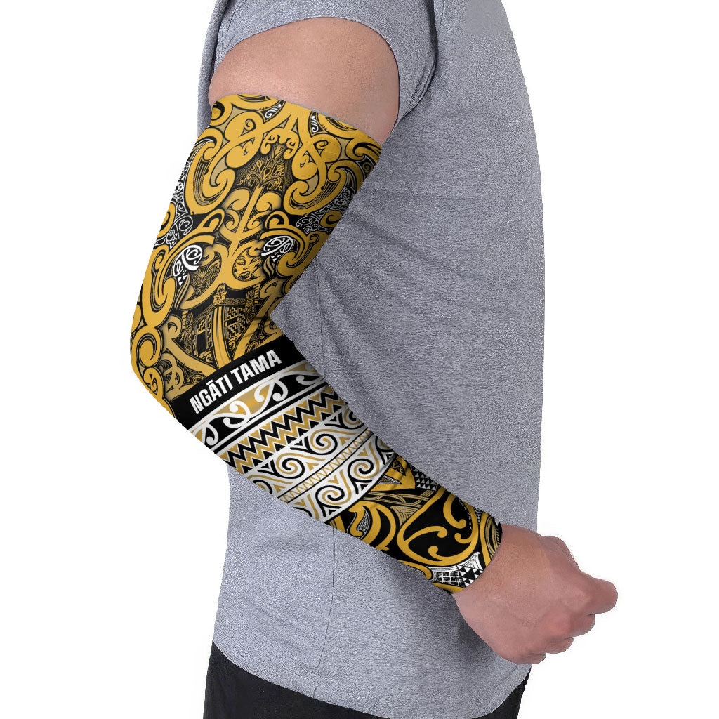 Aotearoa Iwi Ngāti Tama ki Te Waipounamu Trust Arm Sleeves Maori Wharenui House Tribal Pattern