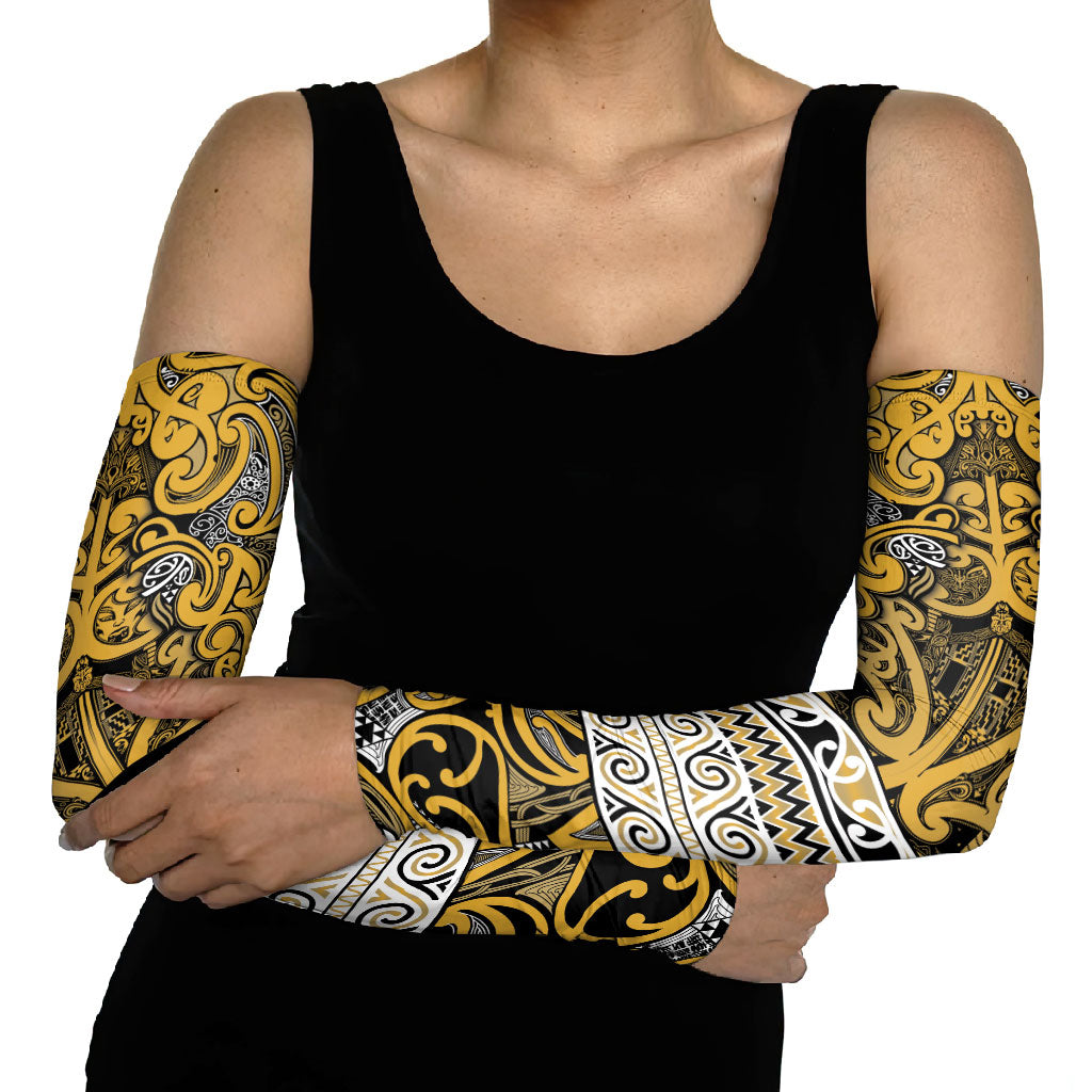 Aotearoa Iwi Ngāti Tama ki Te Waipounamu Trust Arm Sleeves Maori Wharenui House Tribal Pattern