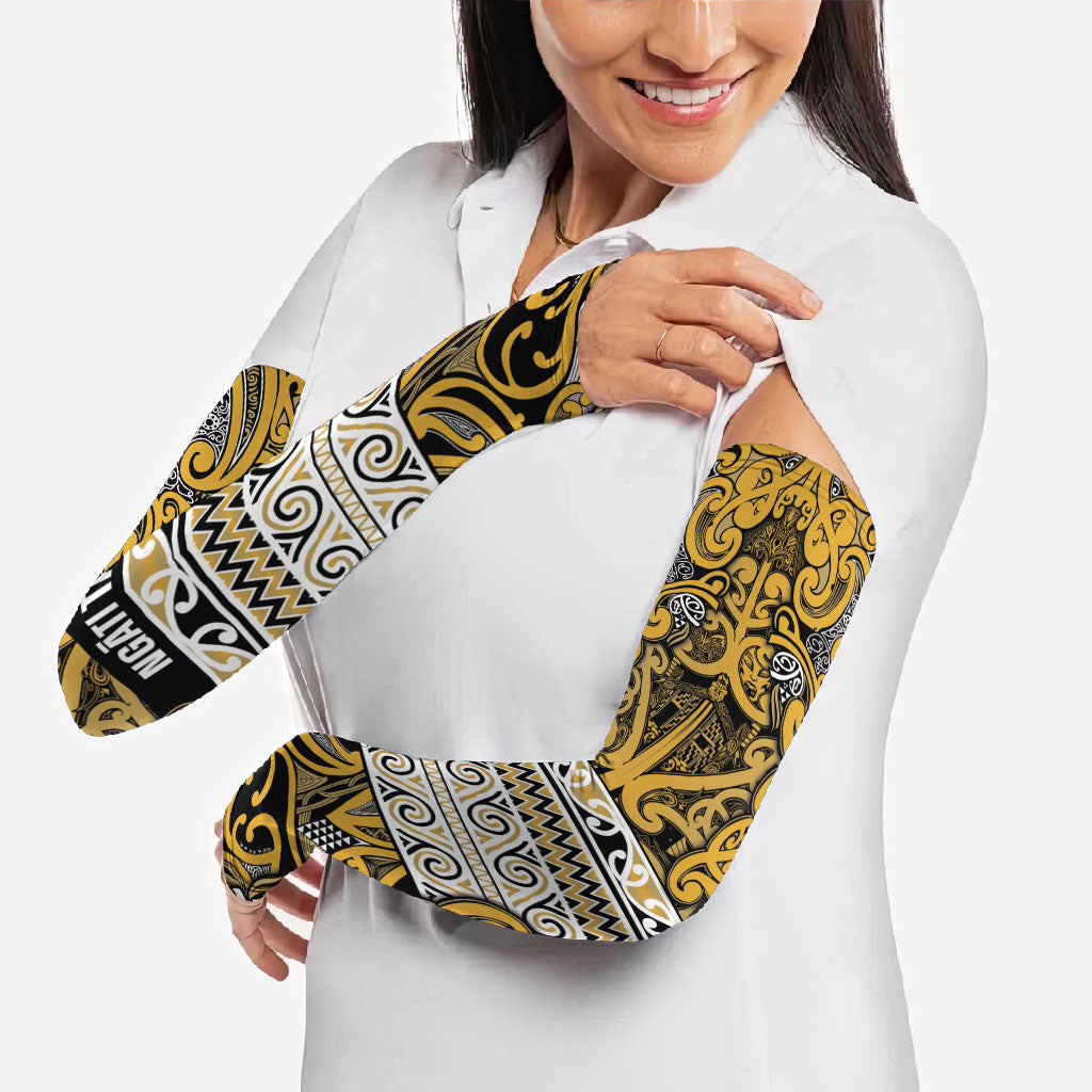 Aotearoa Iwi Ngāti Tama ki Te Waipounamu Trust Arm Sleeves Maori Wharenui House Tribal Pattern