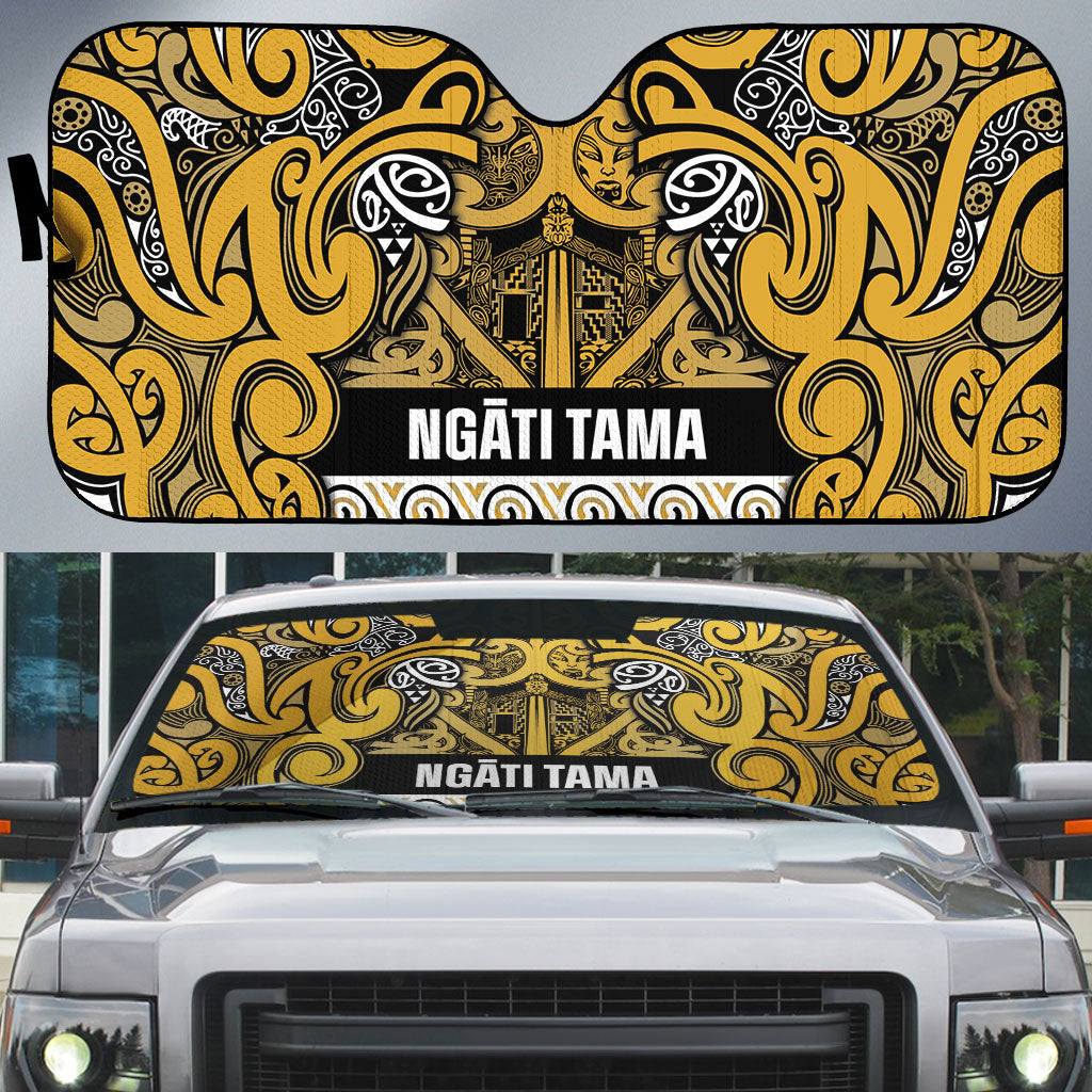 Aotearoa Iwi Ngāti Tama ki Te Waipounamu Trust Auto Sun Shade Maori Wharenui House Tribal Pattern