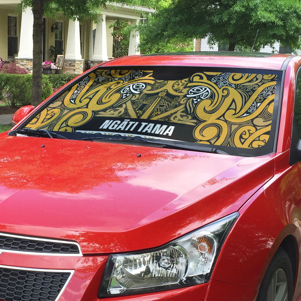 Aotearoa Iwi Ngāti Tama ki Te Waipounamu Trust Auto Sun Shade Maori Wharenui House Tribal Pattern