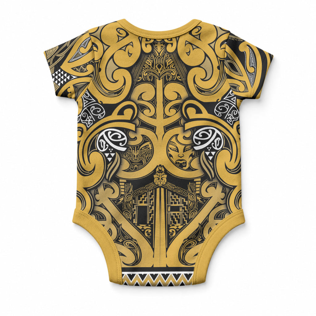 Aotearoa Iwi Ngāti Tama ki Te Waipounamu Trust Baby Onesie Maori Wharenui House Tribal Pattern