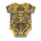 Aotearoa Iwi Ngāti Tama ki Te Waipounamu Trust Baby Onesie Maori Wharenui House Tribal Pattern