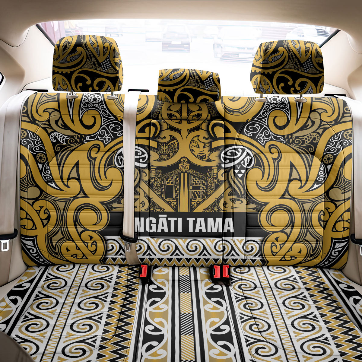 Aotearoa Iwi Ngāti Tama ki Te Waipounamu Trust Back Car Seat Cover Maori Wharenui House Tribal Pattern