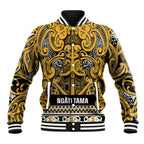 Aotearoa Iwi Ngāti Tama ki Te Waipounamu Trust Baseball Jacket Maori Wharenui House Tribal Pattern