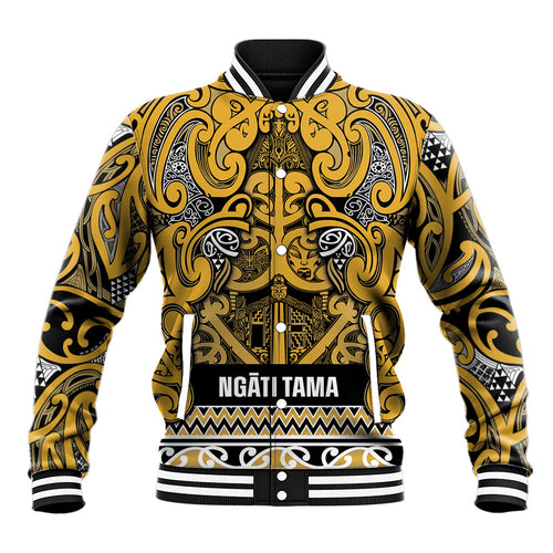 Aotearoa Iwi Ngāti Tama ki Te Waipounamu Trust Baseball Jacket Maori Wharenui House Tribal Pattern