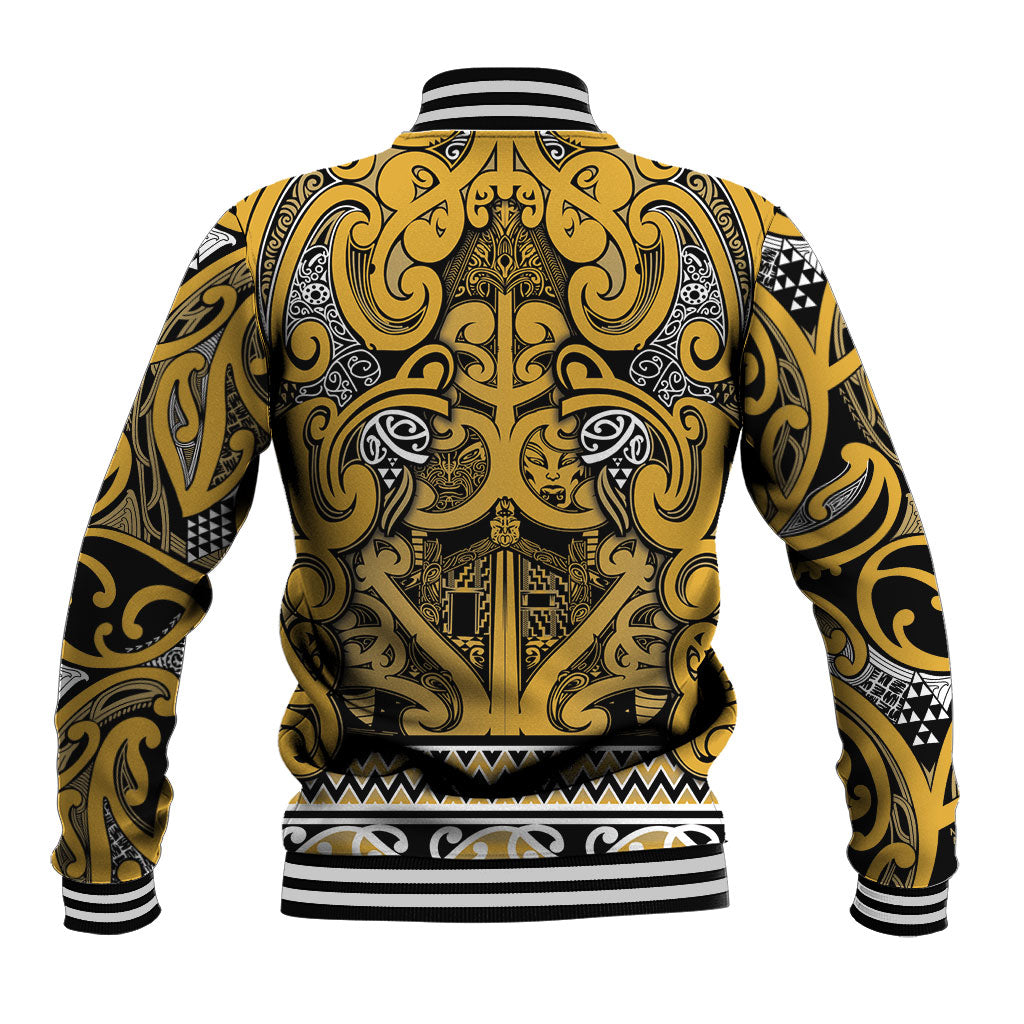 Aotearoa Iwi Ngāti Tama ki Te Waipounamu Trust Baseball Jacket Maori Wharenui House Tribal Pattern