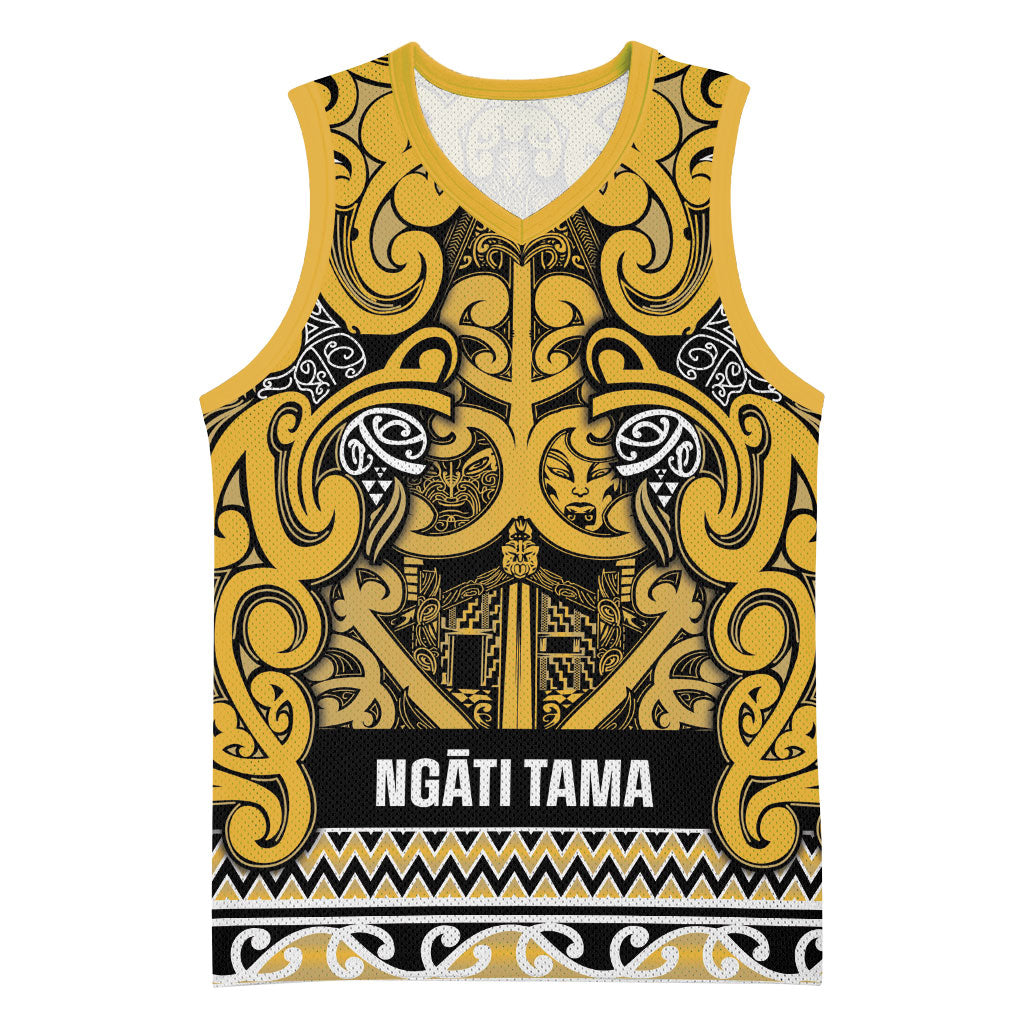 Aotearoa Iwi Ngāti Tama ki Te Waipounamu Trust Basketball Jersey Maori Wharenui House Tribal Pattern