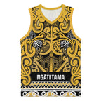 Aotearoa Iwi Ngāti Tama ki Te Waipounamu Trust Basketball Jersey Maori Wharenui House Tribal Pattern