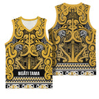 Aotearoa Iwi Ngāti Tama ki Te Waipounamu Trust Basketball Jersey Maori Wharenui House Tribal Pattern