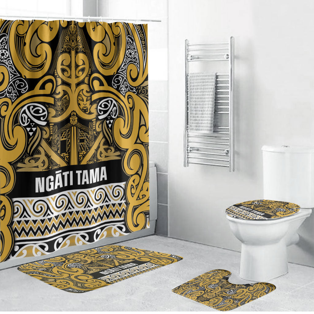 Aotearoa Iwi Ngāti Tama ki Te Waipounamu Trust Bathroom Set Maori Wharenui House Tribal Pattern