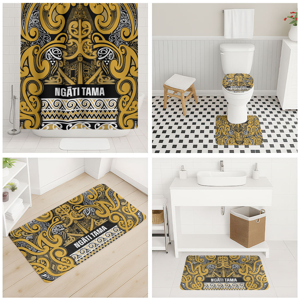 Aotearoa Iwi Ngāti Tama ki Te Waipounamu Trust Bathroom Set Maori Wharenui House Tribal Pattern