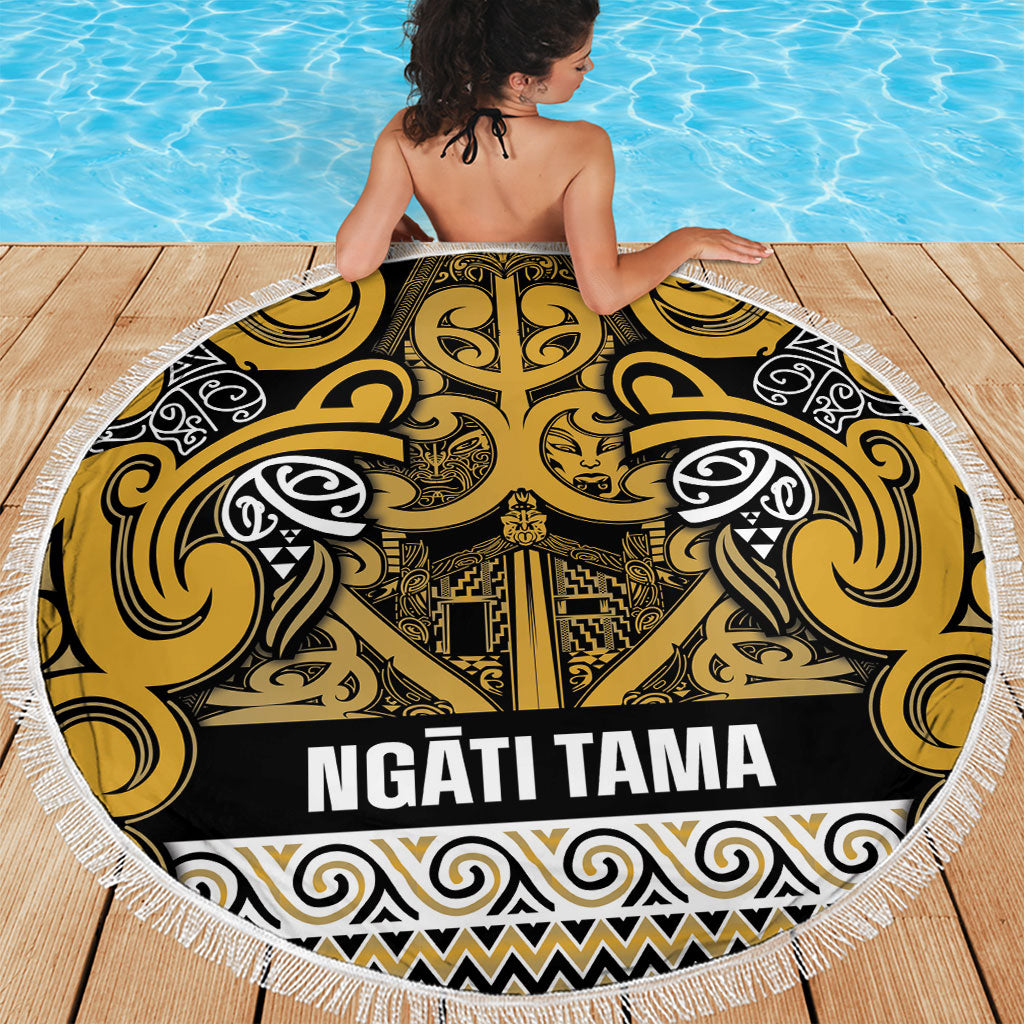 Aotearoa Iwi Ngāti Tama ki Te Waipounamu Trust Beach Blanket Maori Wharenui House Tribal Pattern