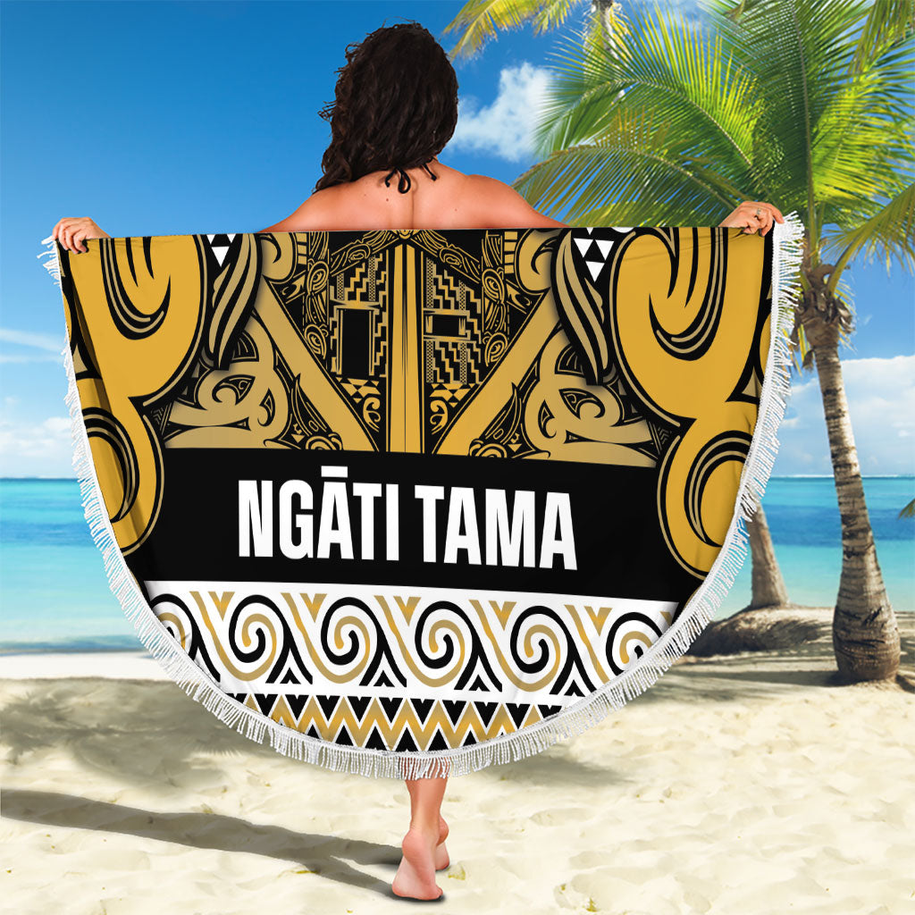 Aotearoa Iwi Ngāti Tama ki Te Waipounamu Trust Beach Blanket Maori Wharenui House Tribal Pattern