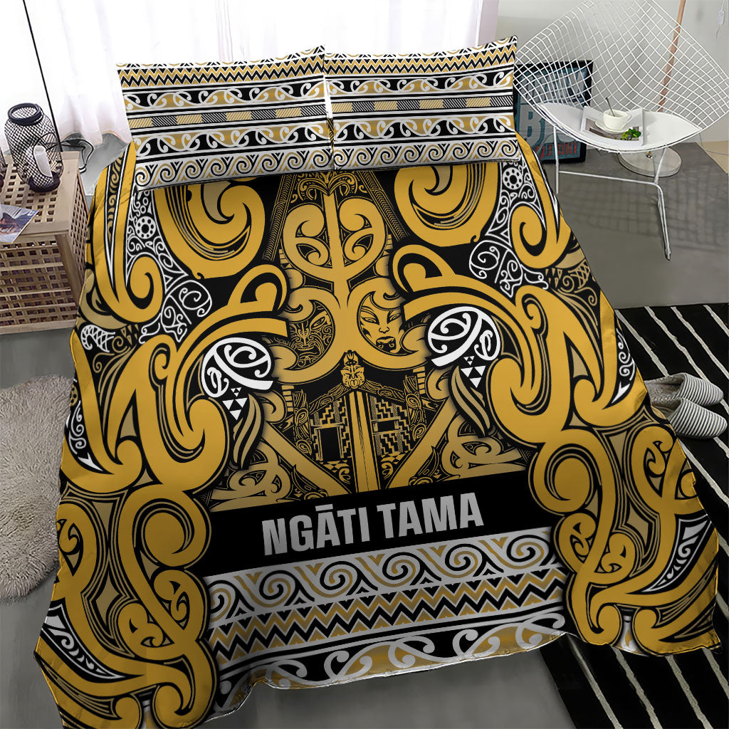Aotearoa Iwi Ngāti Tama ki Te Waipounamu Trust Bedding Set Maori Wharenui House Tribal Pattern