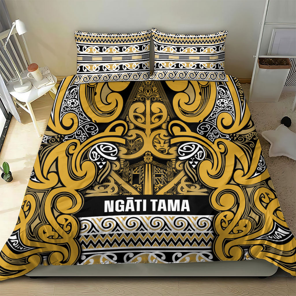 Aotearoa Iwi Ngāti Tama ki Te Waipounamu Trust Bedding Set Maori Wharenui House Tribal Pattern