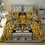 Aotearoa Iwi Ngāti Tama ki Te Waipounamu Trust Bedding Set Maori Wharenui House Tribal Pattern