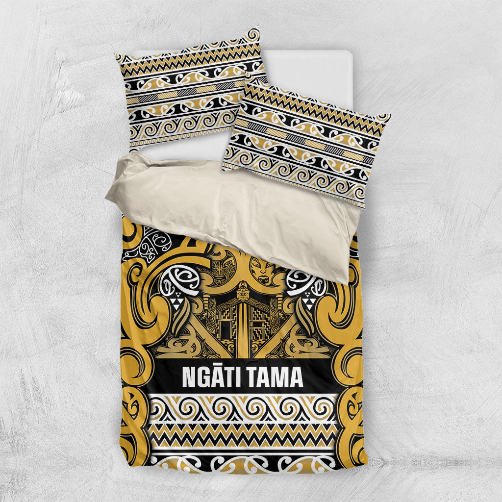 Aotearoa Iwi Ngāti Tama ki Te Waipounamu Trust Bedding Set Maori Wharenui House Tribal Pattern