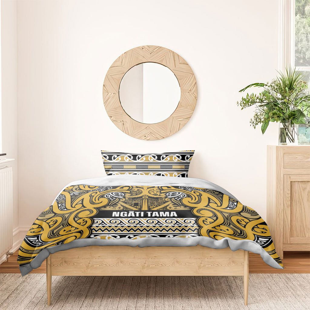 Aotearoa Iwi Ngāti Tama ki Te Waipounamu Trust Bedding Set Maori Wharenui House Tribal Pattern
