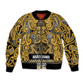 Aotearoa Iwi Ngāti Tama ki Te Waipounamu Trust Bomber Jacket Maori Wharenui House Tribal Pattern