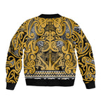 Aotearoa Iwi Ngāti Tama ki Te Waipounamu Trust Bomber Jacket Maori Wharenui House Tribal Pattern
