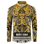 Aotearoa Iwi Ngāti Tama ki Te Waipounamu Trust Button Sweatshirt Maori Wharenui House Tribal Pattern