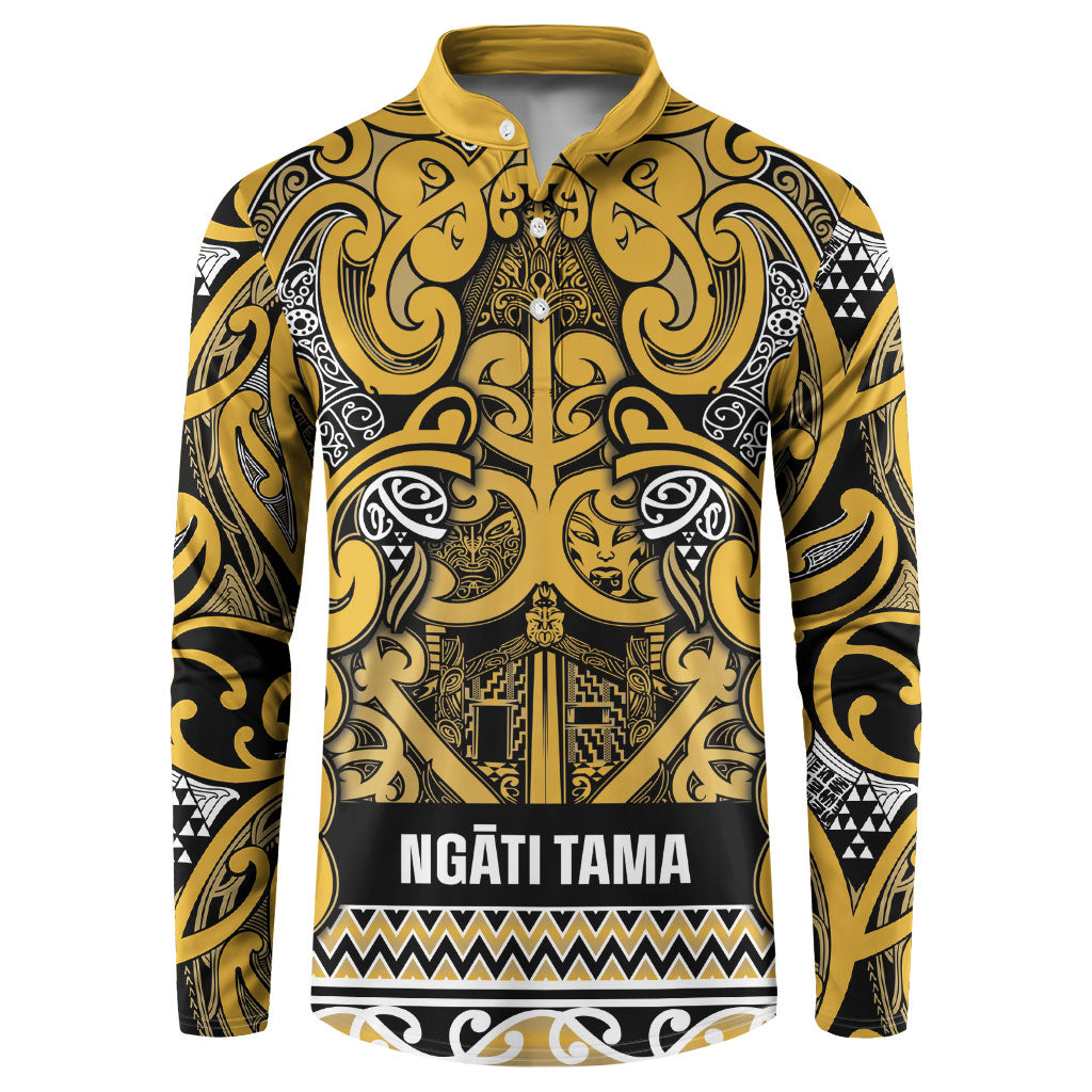 Aotearoa Iwi Ngāti Tama ki Te Waipounamu Trust Button Sweatshirt Maori Wharenui House Tribal Pattern