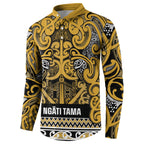 Aotearoa Iwi Ngāti Tama ki Te Waipounamu Trust Button Sweatshirt Maori Wharenui House Tribal Pattern