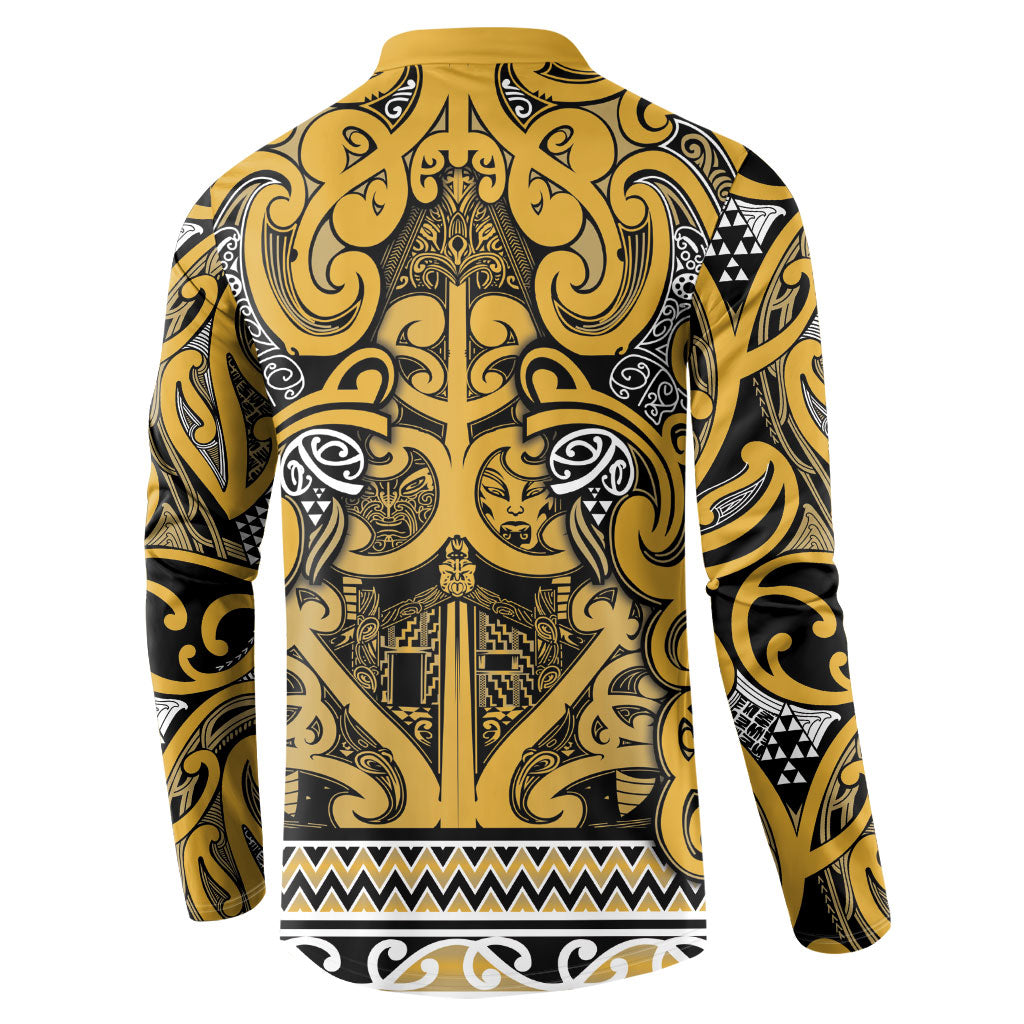 Aotearoa Iwi Ngāti Tama ki Te Waipounamu Trust Button Sweatshirt Maori Wharenui House Tribal Pattern