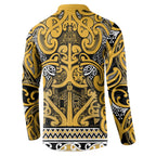 Aotearoa Iwi Ngāti Tama ki Te Waipounamu Trust Button Sweatshirt Maori Wharenui House Tribal Pattern