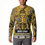 Aotearoa Iwi Ngāti Tama ki Te Waipounamu Trust Button Sweatshirt Maori Wharenui House Tribal Pattern