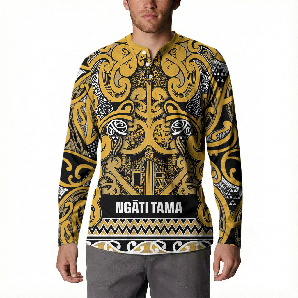 Aotearoa Iwi Ngāti Tama ki Te Waipounamu Trust Button Sweatshirt Maori Wharenui House Tribal Pattern