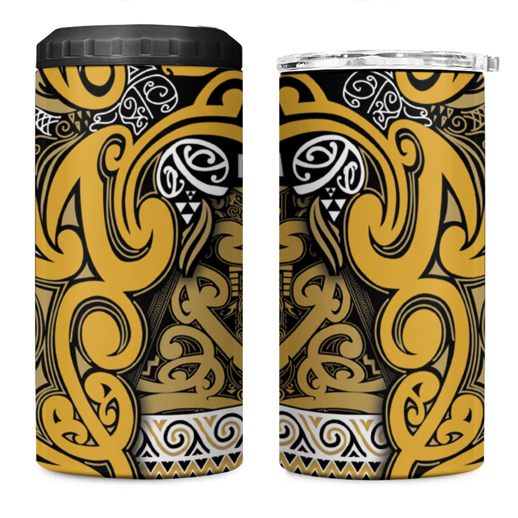 Aotearoa Iwi Ngāti Tama ki Te Waipounamu Trust 4 in 1 Can Cooler Tumbler Maori Wharenui House Tribal Pattern