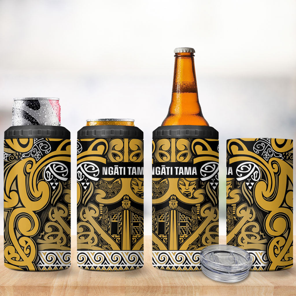 Aotearoa Iwi Ngāti Tama ki Te Waipounamu Trust 4 in 1 Can Cooler Tumbler Maori Wharenui House Tribal Pattern