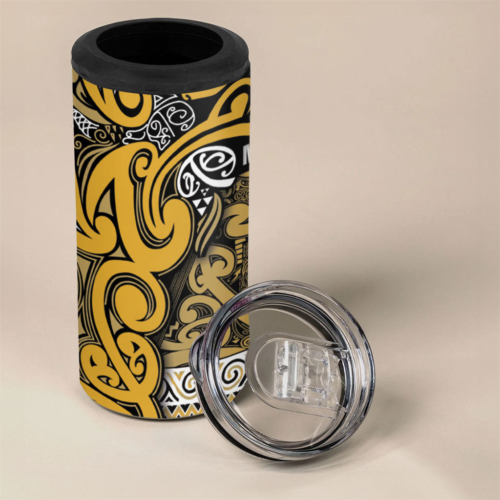 Aotearoa Iwi Ngāti Tama ki Te Waipounamu Trust 4 in 1 Can Cooler Tumbler Maori Wharenui House Tribal Pattern