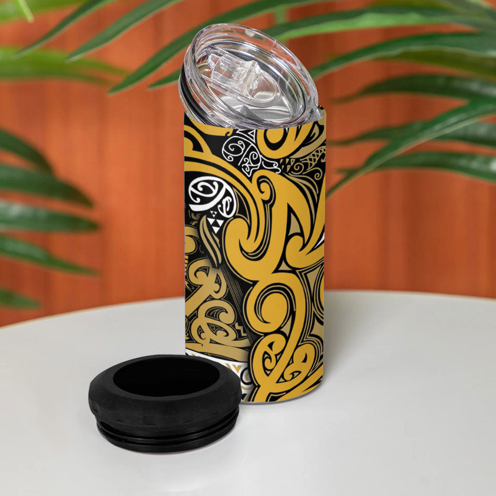 Aotearoa Iwi Ngāti Tama ki Te Waipounamu Trust 4 in 1 Can Cooler Tumbler Maori Wharenui House Tribal Pattern