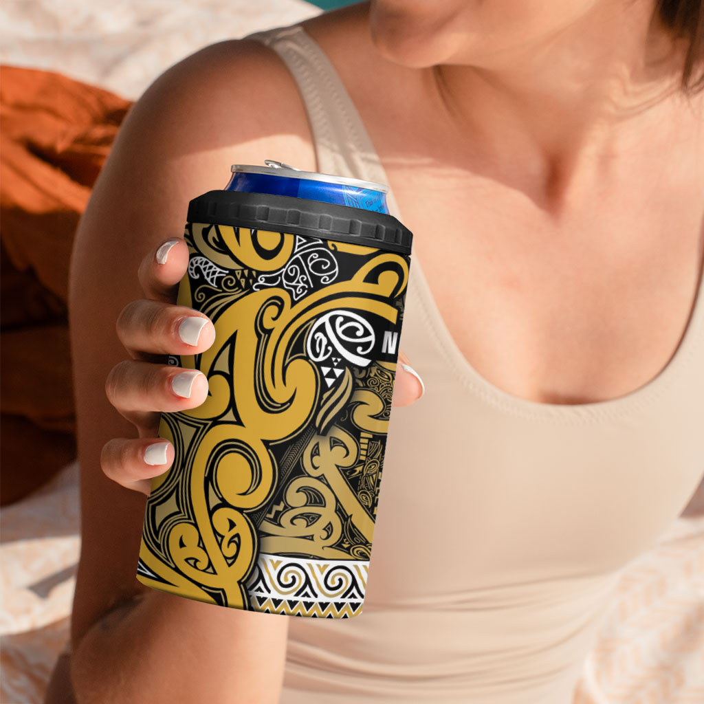 Aotearoa Iwi Ngāti Tama ki Te Waipounamu Trust 4 in 1 Can Cooler Tumbler Maori Wharenui House Tribal Pattern