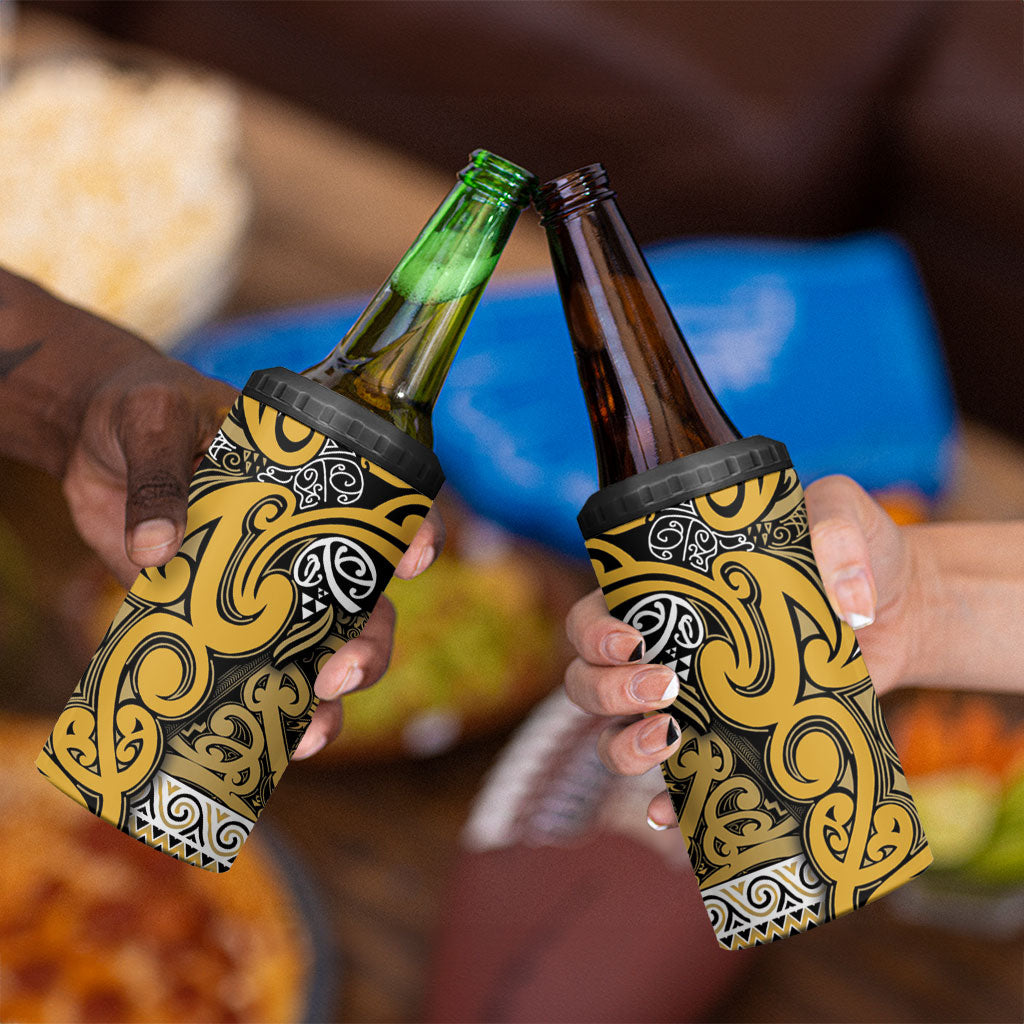 Aotearoa Iwi Ngāti Tama ki Te Waipounamu Trust 4 in 1 Can Cooler Tumbler Maori Wharenui House Tribal Pattern