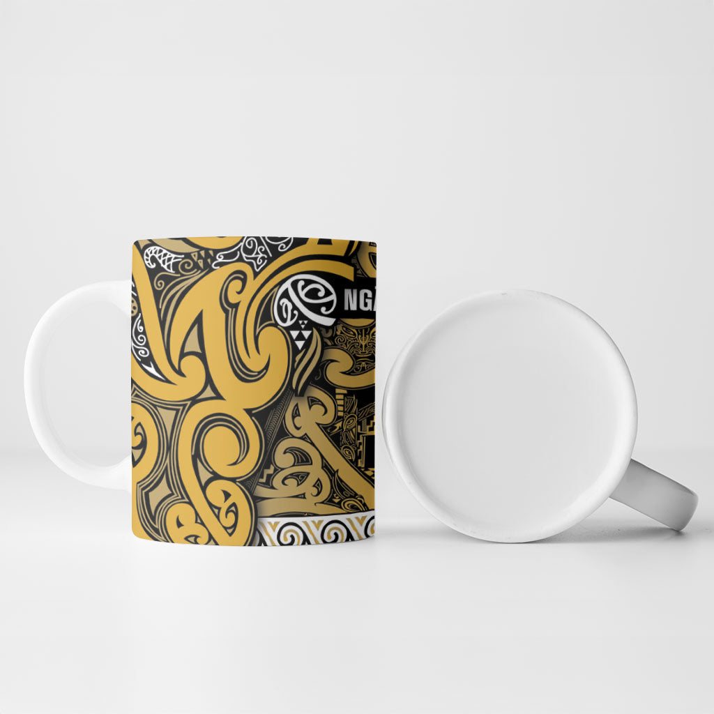 Aotearoa Iwi Ngāti Tama ki Te Waipounamu Trust Ceramic Mug Maori Wharenui House Tribal Pattern
