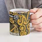 Aotearoa Iwi Ngāti Tama ki Te Waipounamu Trust Ceramic Mug Maori Wharenui House Tribal Pattern