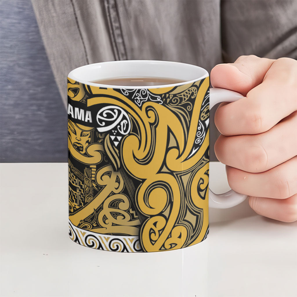 Aotearoa Iwi Ngāti Tama ki Te Waipounamu Trust Ceramic Mug Maori Wharenui House Tribal Pattern