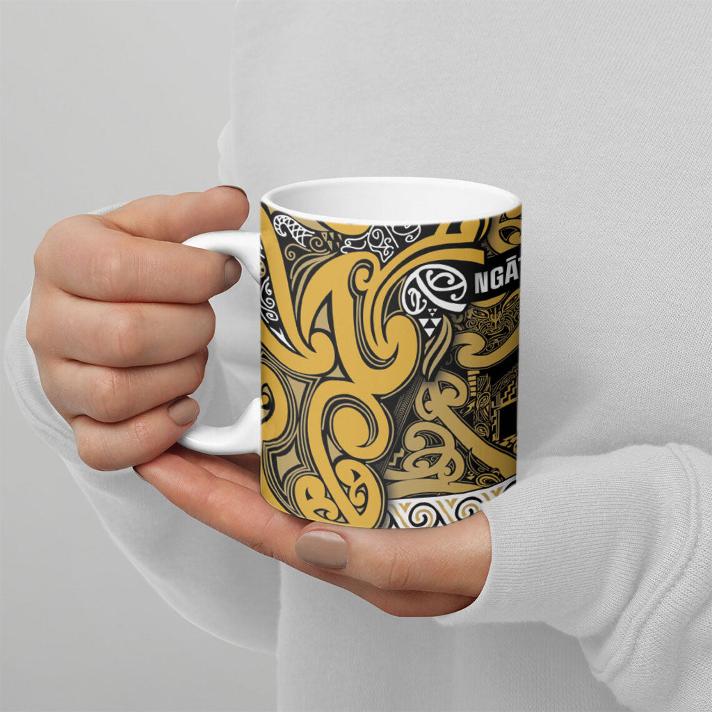 Aotearoa Iwi Ngāti Tama ki Te Waipounamu Trust Ceramic Mug Maori Wharenui House Tribal Pattern
