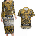 Aotearoa Iwi Ngāti Tama ki Te Waipounamu Trust Couples Matching Long Sleeve Bodycon Dress and Hawaiian Shirt Maori Wharenui House Tribal Pattern