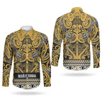 Aotearoa Iwi Ngāti Tama ki Te Waipounamu Trust Couples Matching Off Shoulder Short Dress and Long Sleeve Button Shirt Maori Wharenui House Tribal Pattern