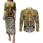 Aotearoa Iwi Ngāti Tama ki Te Waipounamu Trust Couples Matching Puletasi and Long Sleeve Button Shirt Maori Wharenui House Tribal Pattern