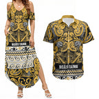 Aotearoa Iwi Ngāti Tama ki Te Waipounamu Trust Couples Matching Summer Maxi Dress and Hawaiian Shirt Maori Wharenui House Tribal Pattern