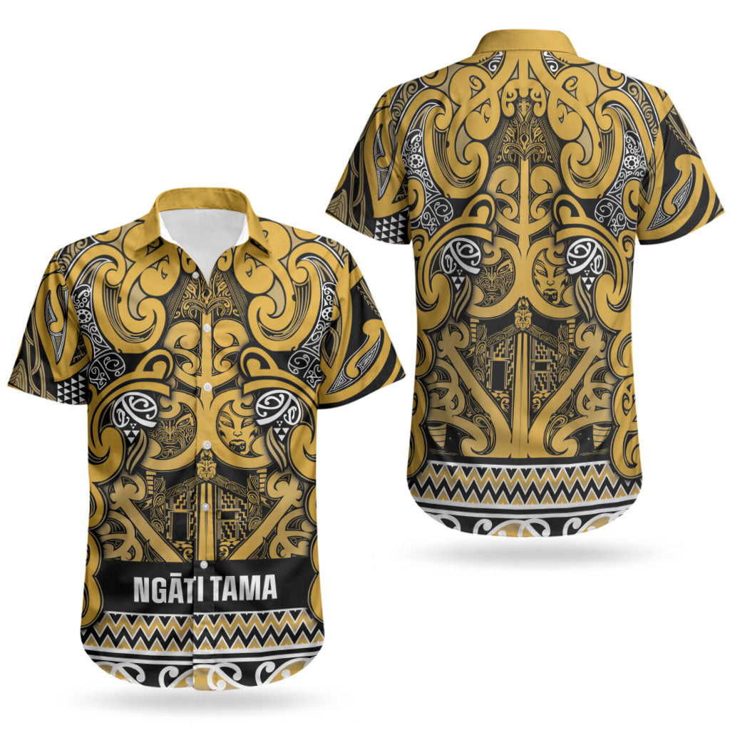 Aotearoa Iwi Ngāti Tama ki Te Waipounamu Trust Couples Matching Summer Maxi Dress and Hawaiian Shirt Maori Wharenui House Tribal Pattern