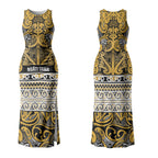Aotearoa Iwi Ngāti Tama ki Te Waipounamu Trust Couples Matching Tank Maxi Dress and Hawaiian Shirt Maori Wharenui House Tribal Pattern